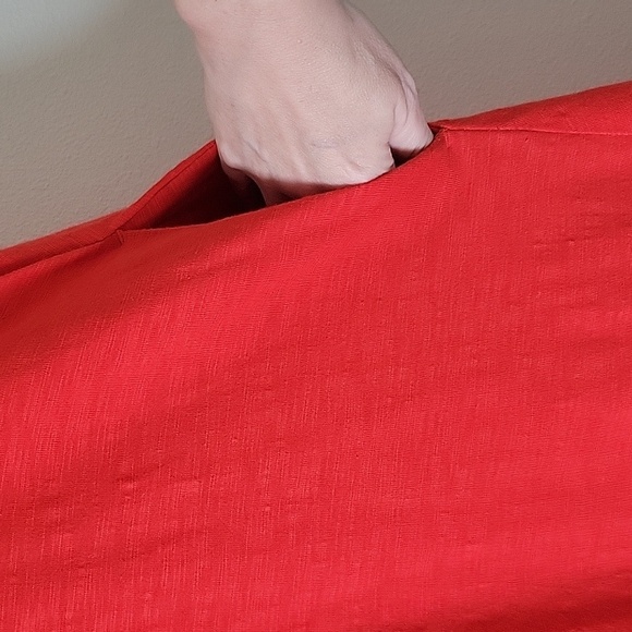 Chico's Tomato Red Slub Knit Tshirt Dress High Low Hem Size Large - Picture 3 of 8